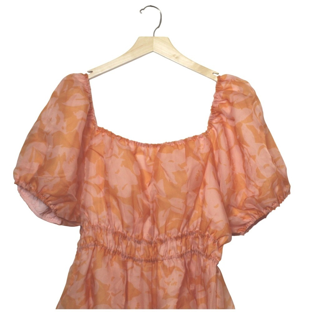 Arula women's dress size XL Sonya orange organza floral mini puff sleeve summer - Picture 3 of 12